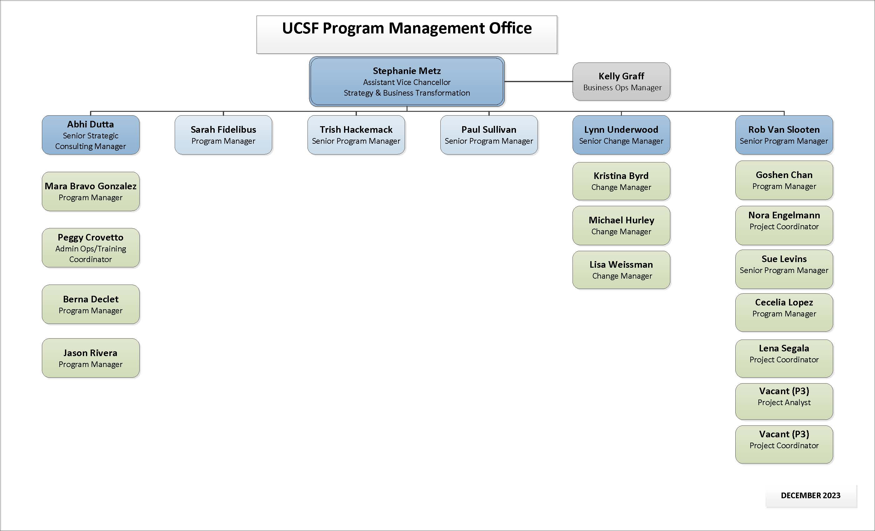 UCSF Program Management Office Department Organization Chart | Program